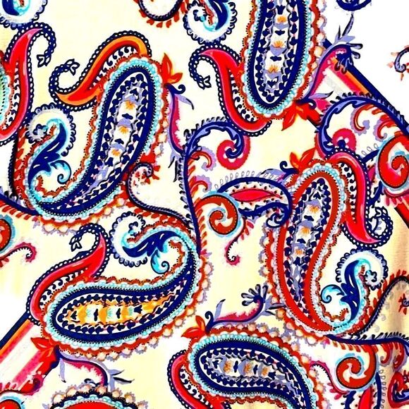 T by Talbots red, white, and blue paisley tab sleeve notch neck UPF 50 size XL - Picture 3 of 11